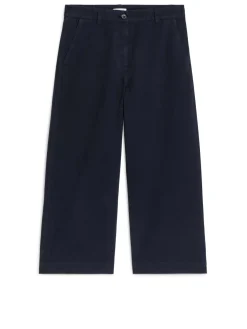 Croppade Chinos I Bomull Och Linne