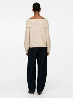 Ribbad Off Shoulder-tröja