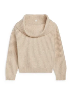 Ribbad Off Shoulder-tröja