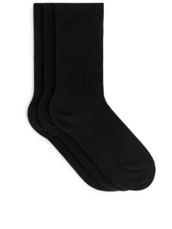 Ribbade Bomullsstrumpor, 3-pack