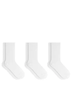 Ribbade Bomullsstrumpor, 3-pack
