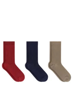 Ribbade Bomullsstrumpor, 3-pack