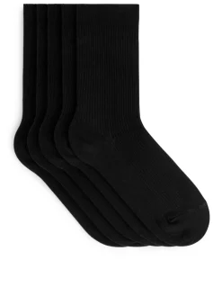 Ribbade Bomullsstrumpor, 5-pack