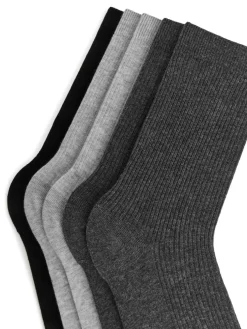 Ribbade Bomullsstrumpor, 5-pack