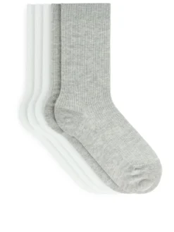 Ribbade Bomullsstrumpor, 5-pack