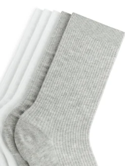 Ribbade Bomullsstrumpor, 5-pack