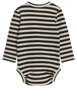 Ribbstickad Långärmad Body