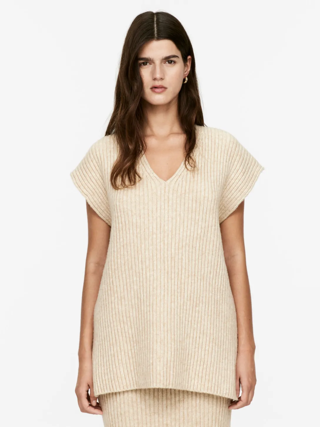 Ribbstickad Slipover