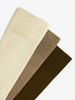 Ribbstickade Strumpor I Supimabomull, 3-pack