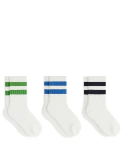 Ribbstickade Strumpor, 3-pack