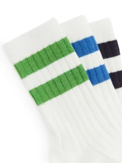 Ribbstickade Strumpor, 3-pack