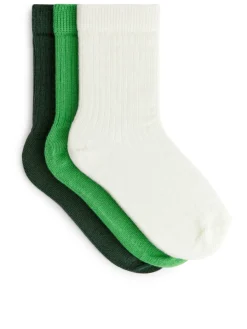 Ribbstickade Strumpor, 3-pack