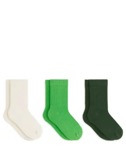Ribbstickade Strumpor, 3-pack