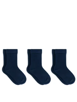 Ribbstickade Strumpor, 3-pack